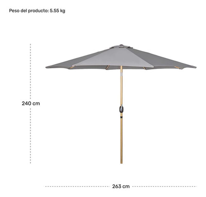 Sombrilla Tipo Madera Jard&iacute;n Exterior 2.63m Pla... image number null