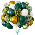 Set De 83 Globos Verde Y Dorado Con Confeti &ndash; 12 Pulgadas &ndash; Bbeipulas
