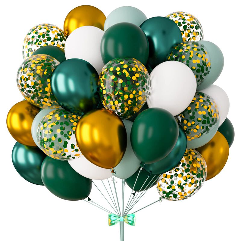 Set De 83 Globos Verde Y Dorado Con Confeti &ndash; 1... image number null