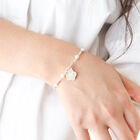 Pulsera Suerte Charm Petunia de Plata con Piedras Naturales y Perla Cultivada