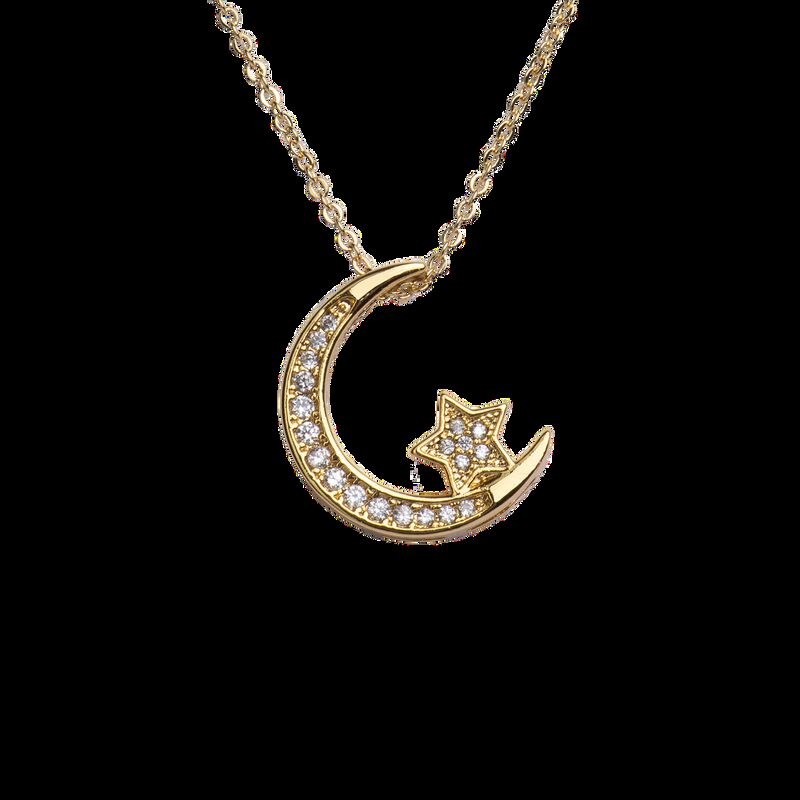 Collar Luna Mujer Oro Plata Zirconia Regalo Ori... image number null