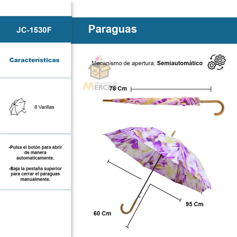 Paraguas Sombrilla De Mayoreo Semiautom&aacute;tica Ec... image number null