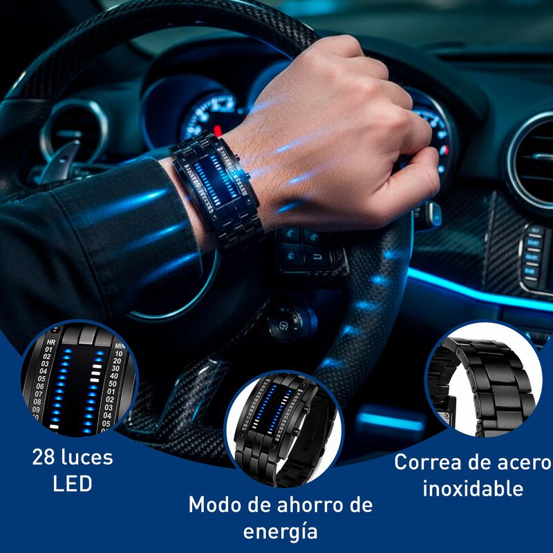 Reloj Led Binario Digital De Cuarzo Impermeable... image number null