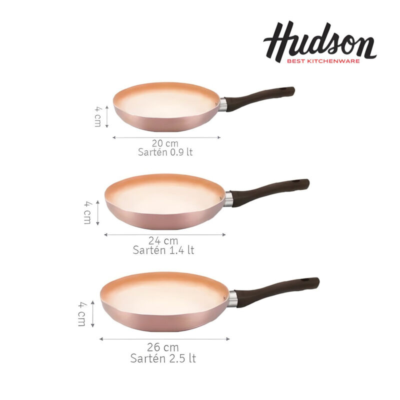 3 Sartenes Hudson Aluminio 20cm/24cm/26 cm Colo... image number null