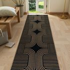 Lahome Alfombra Corredora Geom&eacute;trica Negra 2 &times; 8 ft (60 &times; 240 cm) Para Interior Y Exterior