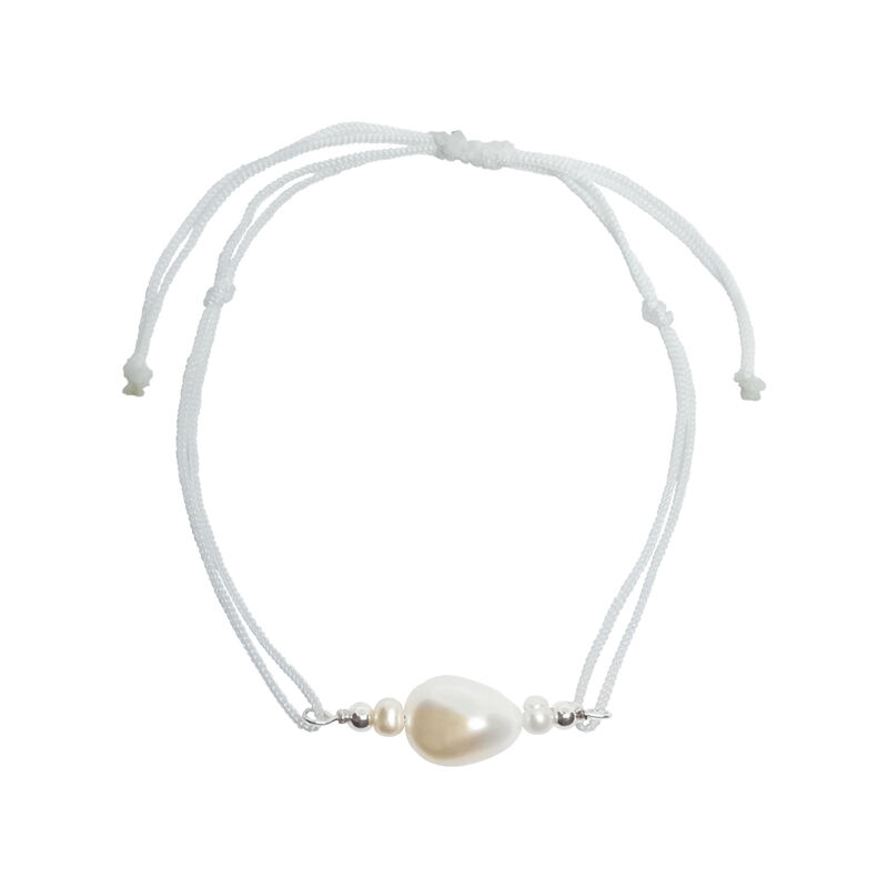 Pulsera hilo ajustable blanco con perla image number null