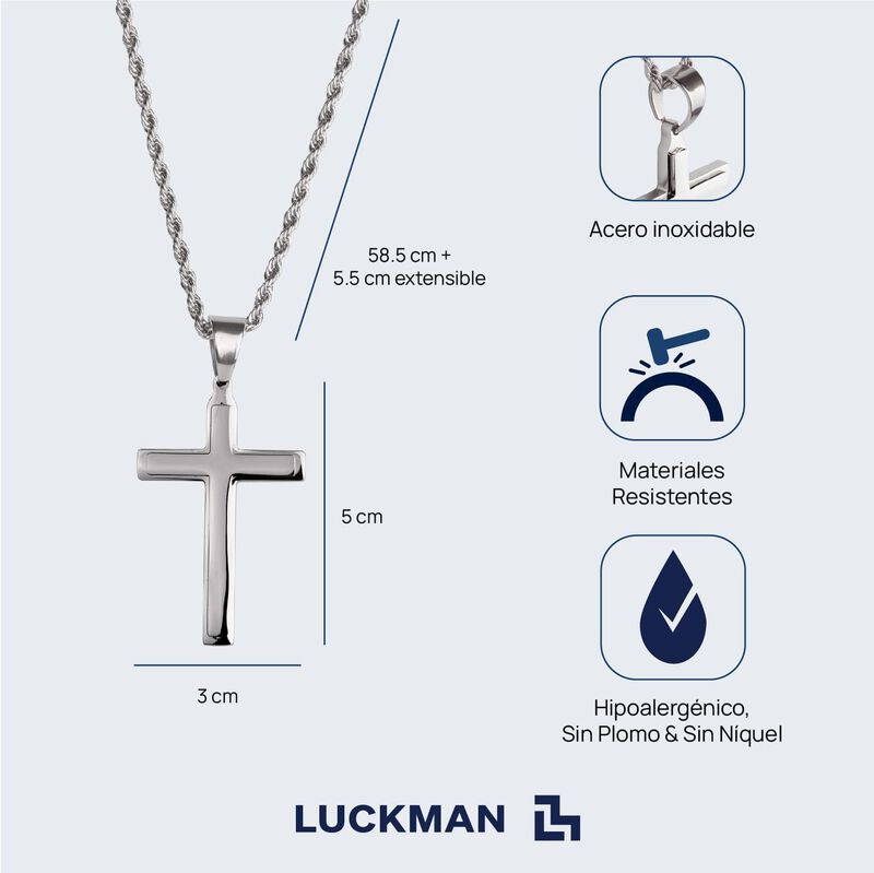 Collar Para Hombre Acero Inoxidable Cruz Regalo... image number null