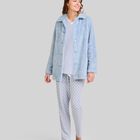 Conjunto de Pijama y Bata con Estampado de Hojas Acero