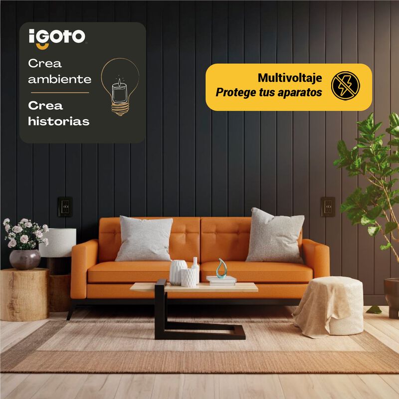 Placa con Contacto Duplex + USB+ USBC Negro iGo... image number null