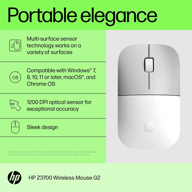 Rat&oacute;n Inal&aacute;mbrico Hp Z3700 G2 Blanco Para Pc, P... image number null