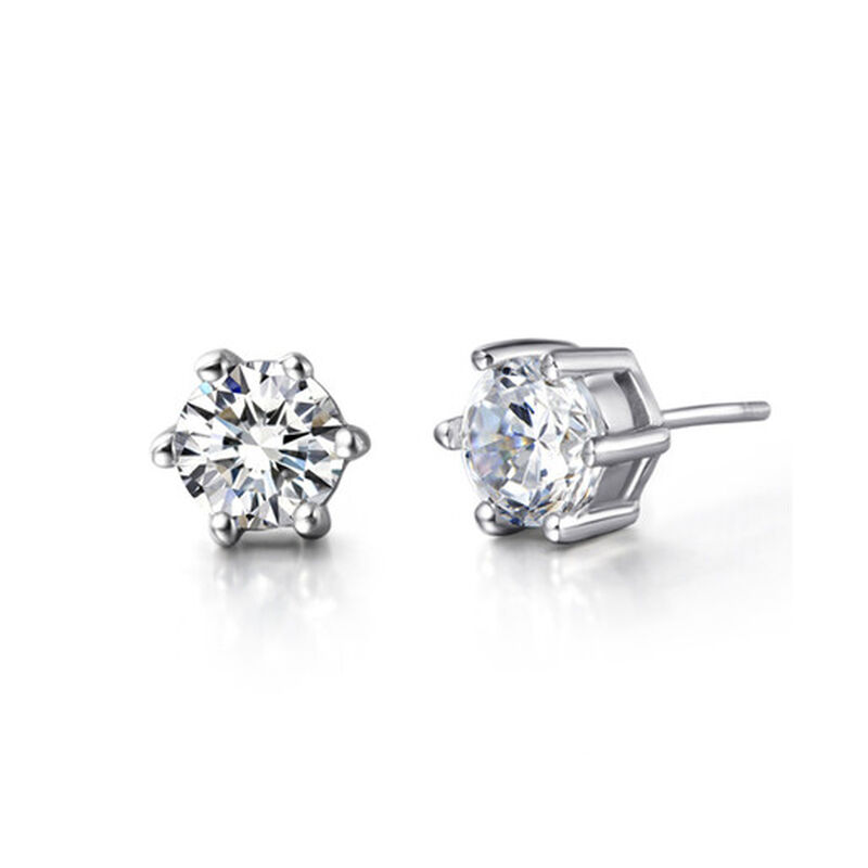 Aretes en Baño de Oro Blanco de 18K  con Crista... image number null