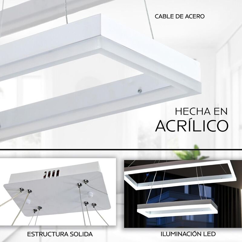 L&aacute;mpara Moderna Colgante Led 2 Rect&aacute;ngulos (Bla... image number null