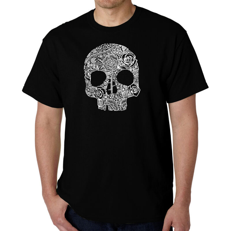 Camiseta Word Art Para Hombre - Calavera Floral... image number null