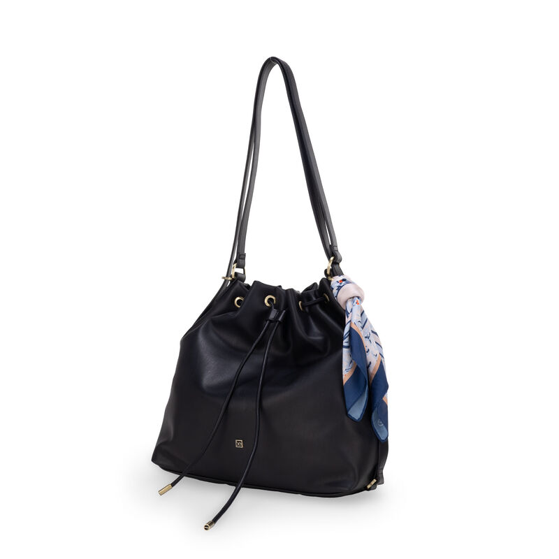Bolsa Drawstring Mediano Con Mascada Color Negr... image number null