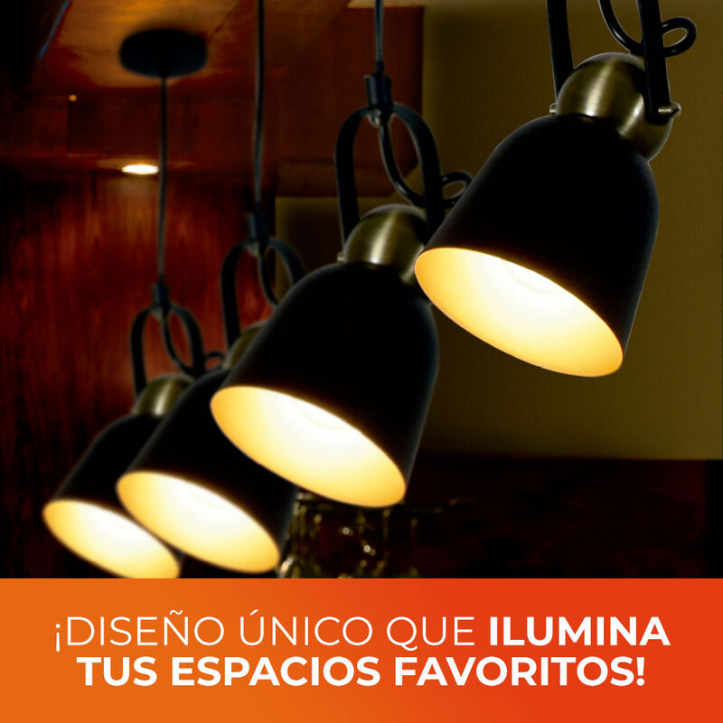 L&aacute;mpara Colgante Negro Mater/ Interior Dorado 8... image number null