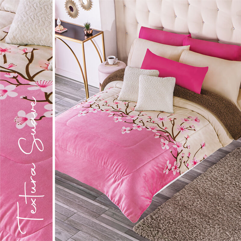 COBERTOR PACHI FLOR DE CEREZO V2 CAFE KS/XL-QS image number null