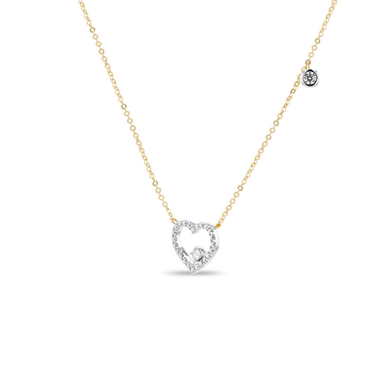 Gargantilla Coraz&oacute;n Bicolor 10k Con Zirconias (... image number null