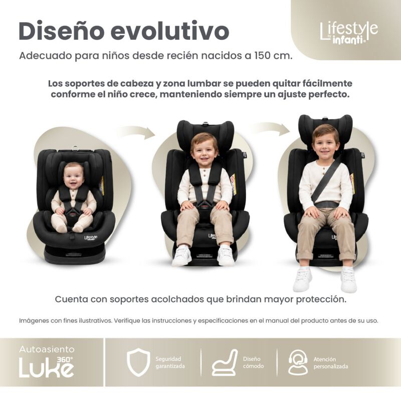 Autoasiento Evolutivo Luke Negro Con Sistema IS... image number null