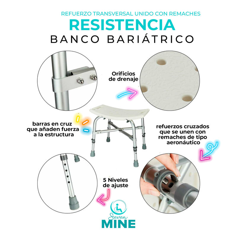 Banco para Baño Bariátrico Reforzado 180kg - 1 ... image number null
