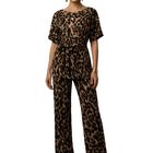Conjunto 2 Piezas Blusa y Pantal&oacute;n Animal Print CONJ-0105 Caf&eacute; Oscuro Estilo Sofisticado Y Versatilidad para Mujer