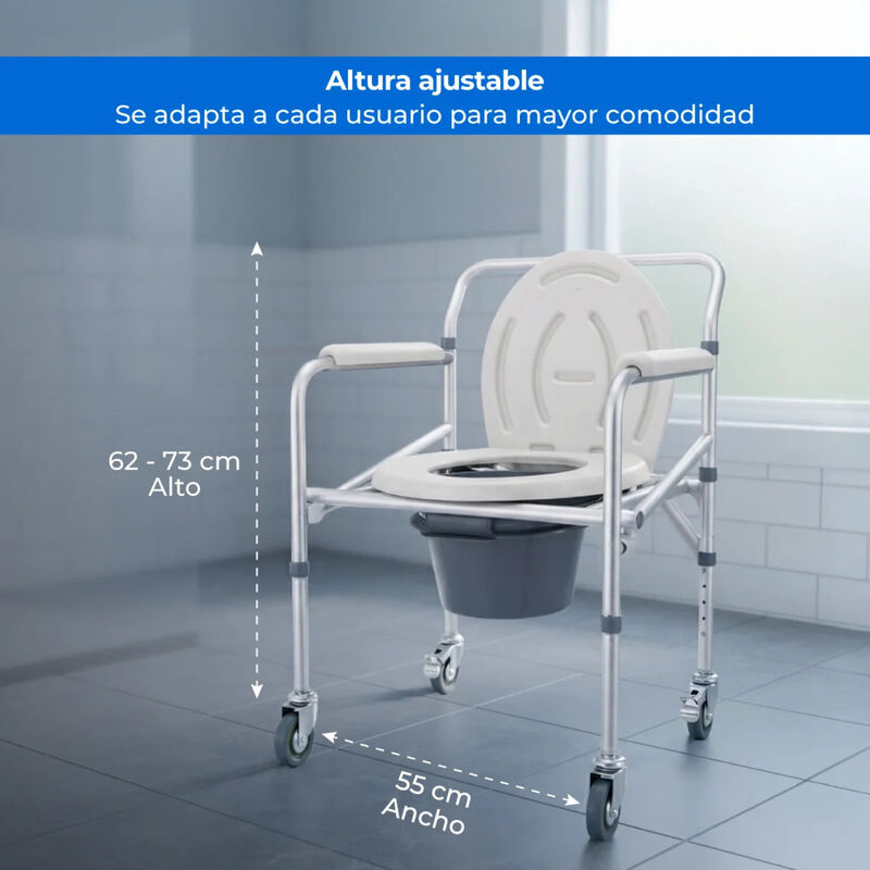 Silla C&oacute;modo Plegable Aluminio Altura Ajustable... image number null