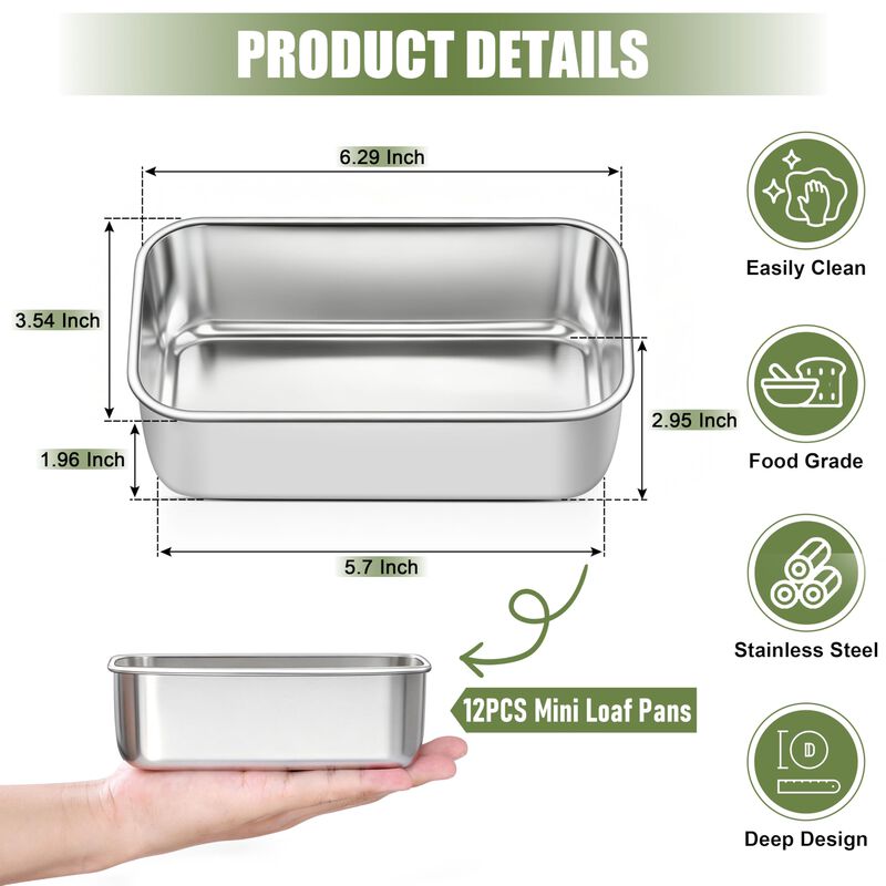 Moldes Para Pan P&P Chef 16x9 Cm, Juego De 12 P... image number null