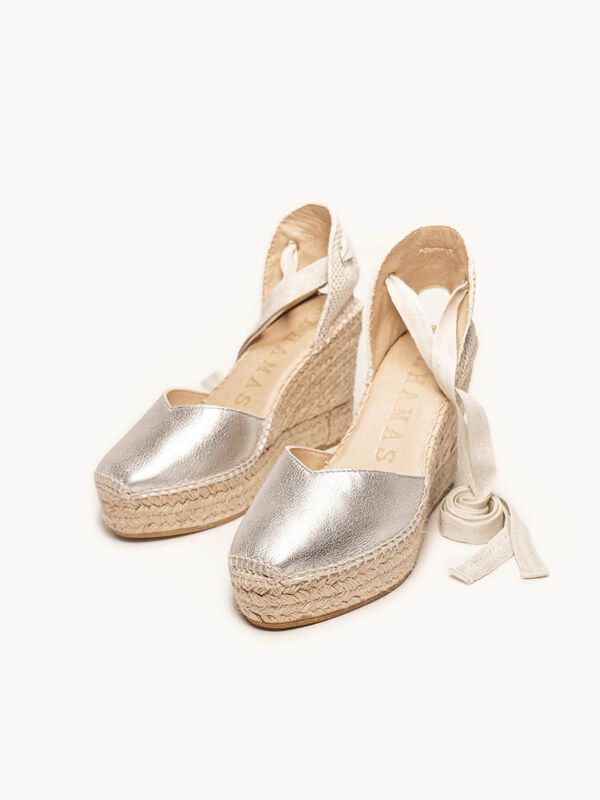 Alpargata de Cu&ntilde;a Alta Romero Metal Plata image number null