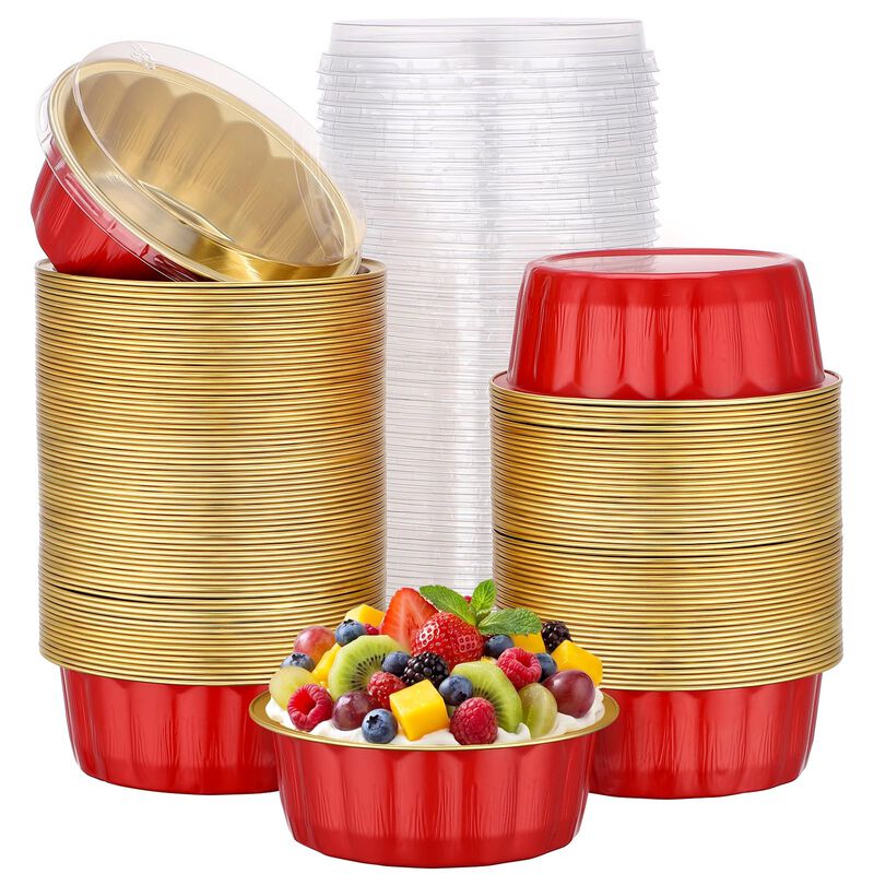 Cazuelitas Beasea 235 ml Pack 120, Rojo y Dorad... image number null