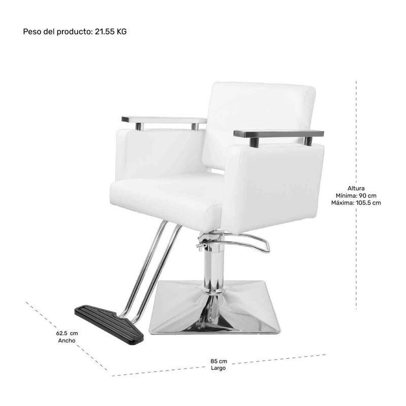 Sill&oacute;n Silla Barberia Est&eacute;tica Cuadrada 360&deg; Mo... image number null