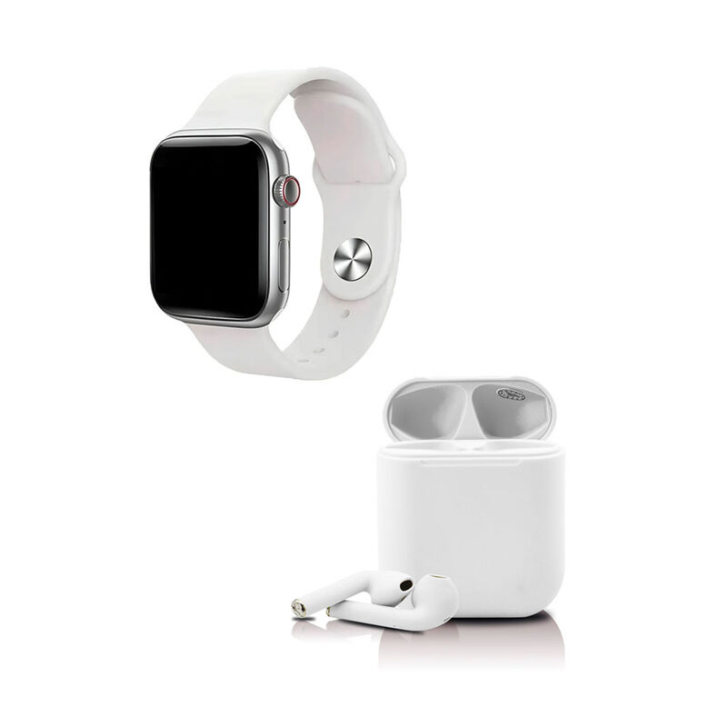 Kit smartwatch t500 y audífonos twins blanco image number null