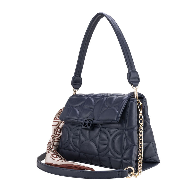 Bolsa Satchel Mediana Con Mascada Color Azul Ma... image number null