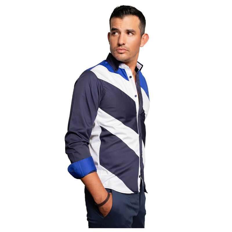 Camisa Blanca-Azul-Blanco LuQtari Talla S image number null