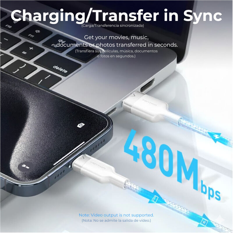 Cable USB-A/USB-C VENTION 2 M 100 W (6A) Trenza... image number null