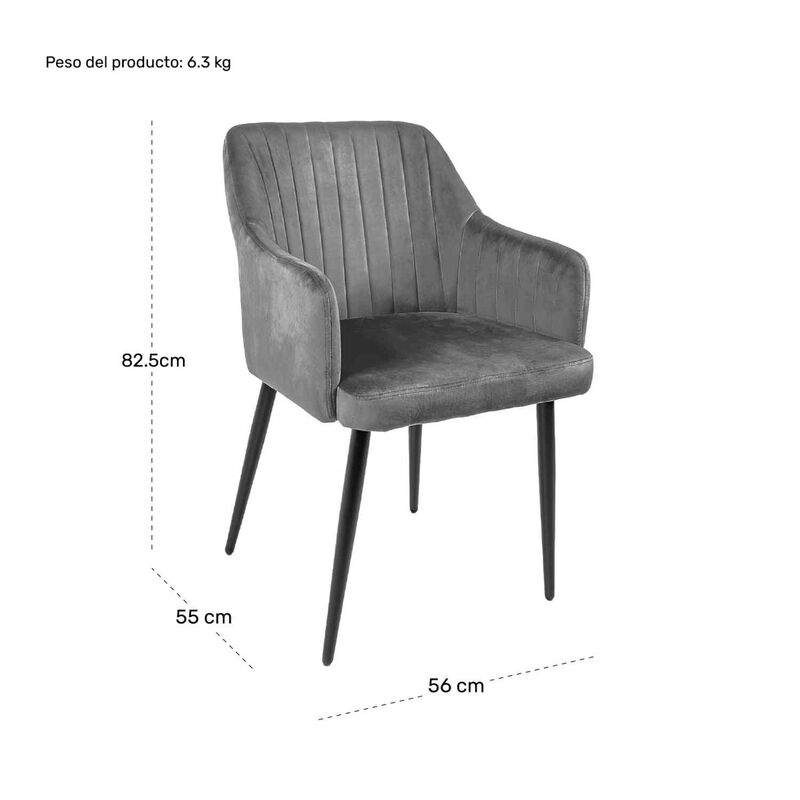 Set 2 Sillas Comedor Sillones Terciopelo Acolch... image number null