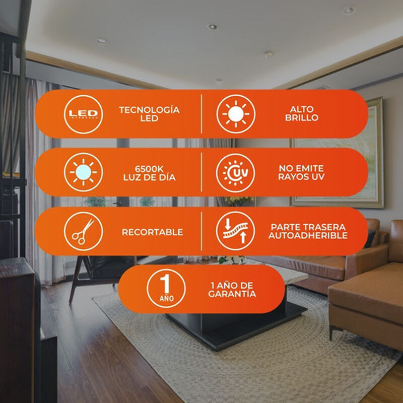 Tira Led 5mts 12 W Luz De D&iacute;a, Interiores, Tecn... image number null