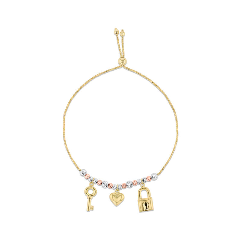 Pulsera De Oro Florentino 14K Con Llave, Coraz&oacute;... image number null