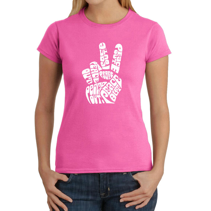 Camiseta Word Art Para Mujer - Peace Out- Rosa image number null
