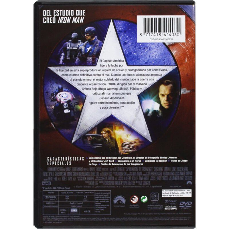 Capit&aacute;n Am&eacute;rica: El Primer Vengador [dvd] (2011... image number null