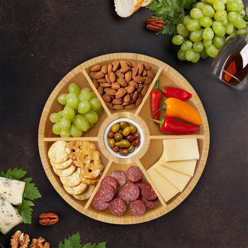 Botanero Giratorio de Bamb&uacute; con Salsero de Cer&aacute;... image number null