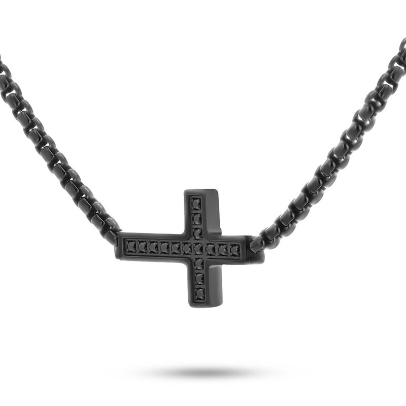 Gargantilla Con Cruz De Acero Con Zirconias En ... image number null