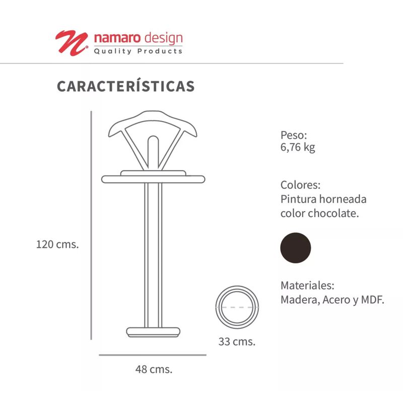 Valet De Lujo Color Madera Chocolate Namaro Des... image number null