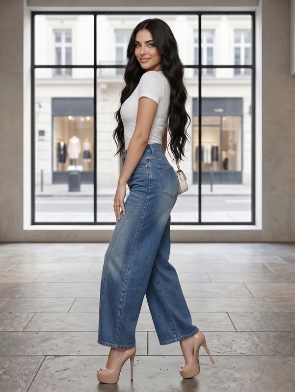 Jeans Barrel Leg Tiro Alto, Mezclilla Mezc-1011... image number null