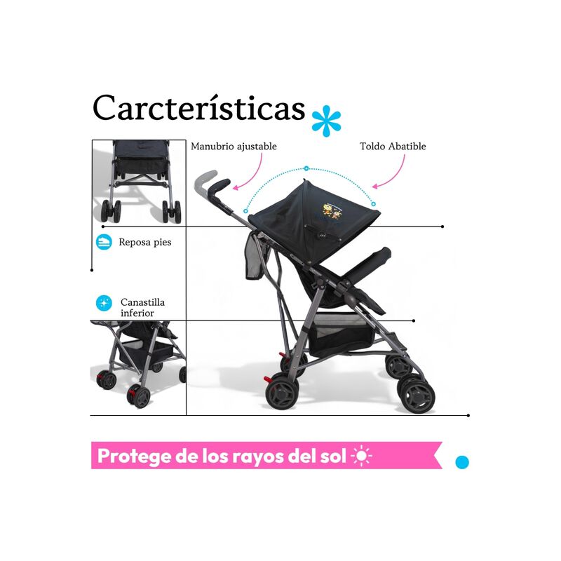 Carriola Para Beb&eacute; De Bast&oacute;n 502B Compacta, Ple... image number null