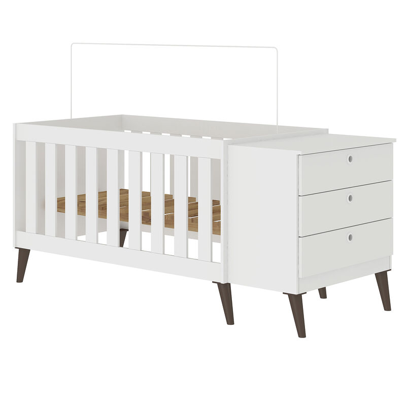 Cuna Con Comoda 3 Cajones Blanca Con Patas Vint... image number null