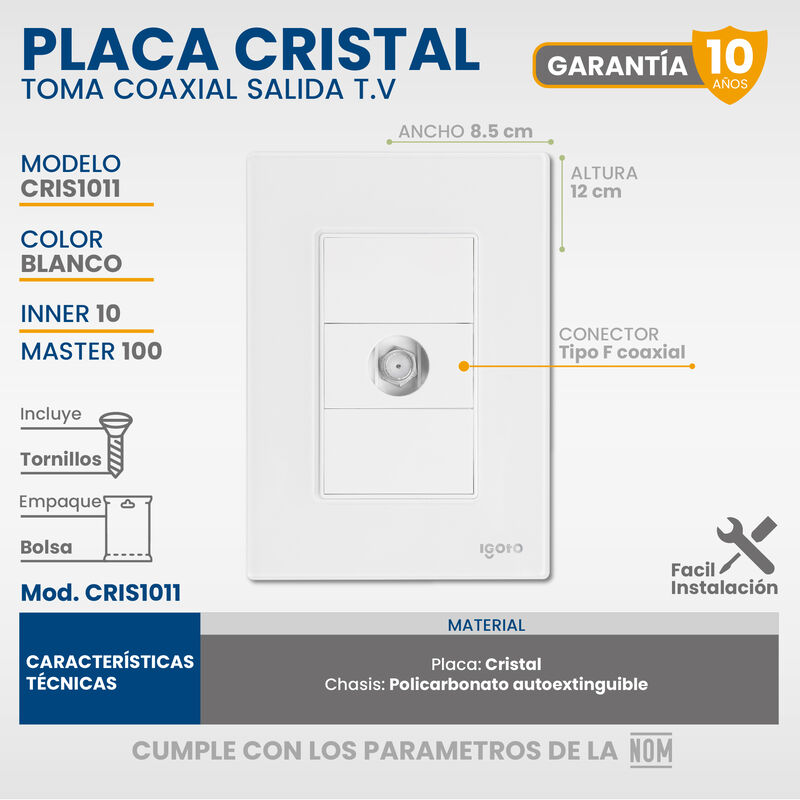 Placa Armada Cristal IGOTO CRIS1001-2011 con me... image number null