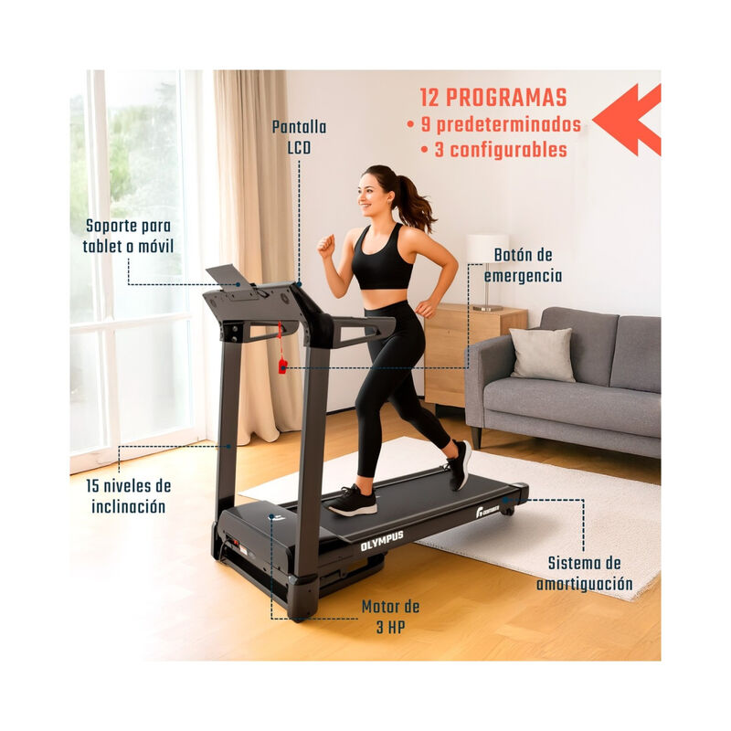 Caminadora Electrica 3hp 16km/h Inclinacion 15n... image number null