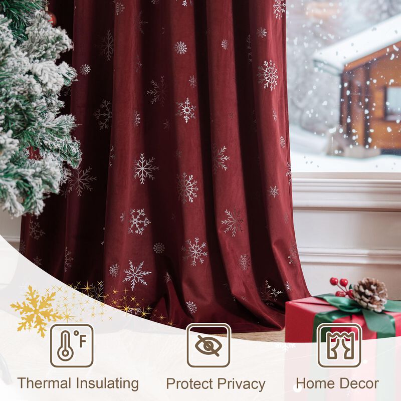 Cortinas Beauoop De Terciopelo Rojo Navide&ntilde;o De... image number null