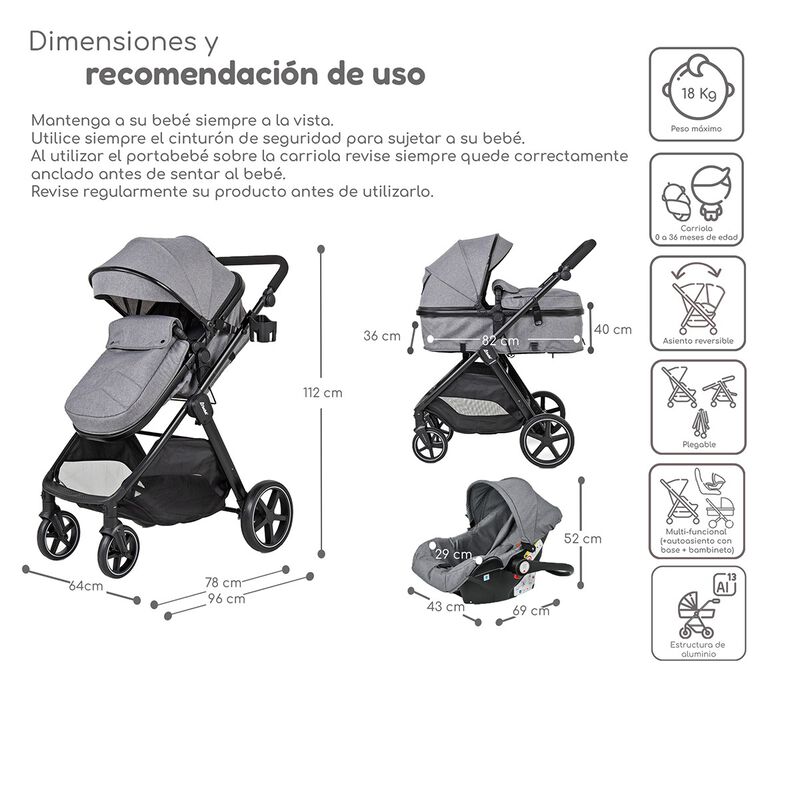 Carriola con Autoasiento y Bambineto Reclinable... image number null