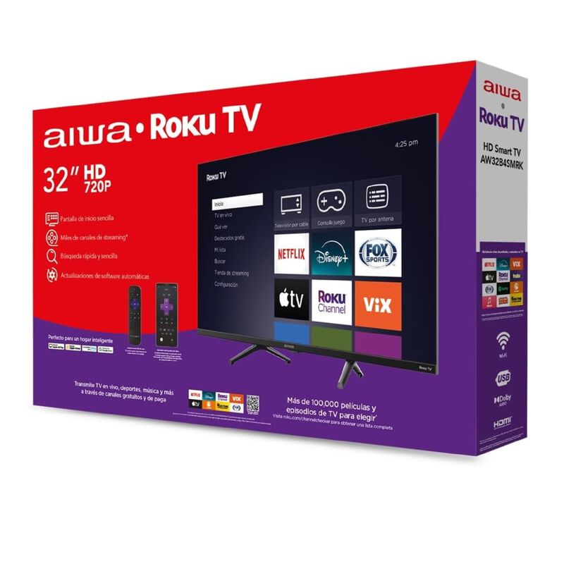 Pantalla Aiwa Aw32b4smrk 32'' Roku Tv Hd Alb image number null