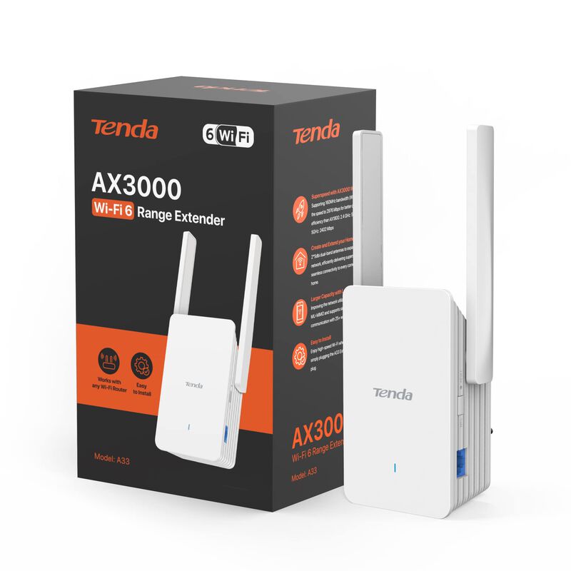 Extensor Wifi Tenda A33 Ax3000 De Doble Banda C... image number null